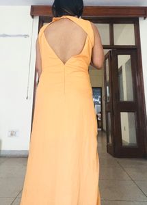 Slit Backless Gown With Lining Miss Chase