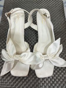 Elegant White Bow Heels