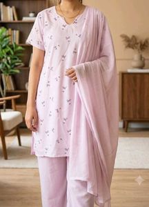 Light Purple Printed Kurta Set with Palazzo