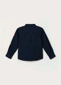 Benetton Men's Navy Blue Casual Shirt