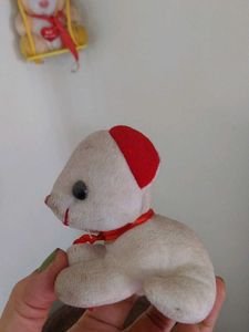 combo of Cute White Plush Toy with Red Accent