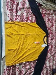 Yellow &amp; Navy Raglan Long Sleeve Top