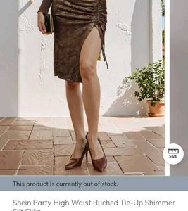 Sparkly Ruched Slit Skirt