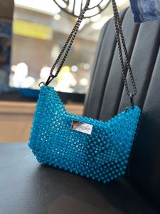 Beaded Blue Handbag