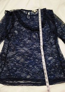 Elegant Navy Lace mesh top