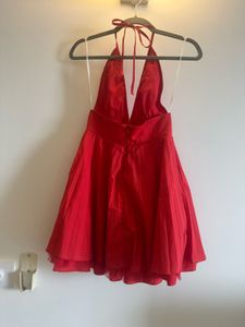 Stunning Bright Orange Halter Neck Dress