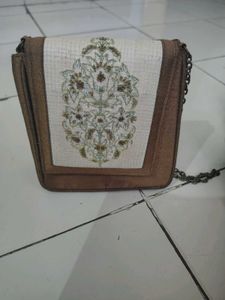 Embroidered Clutch with Chain Strap