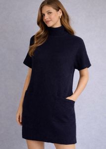Navy Blue Knit Sweater Dress