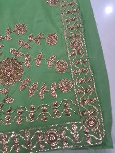 Green Embroidered Silk Saree