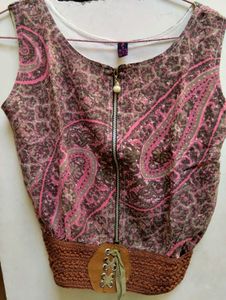 Boho Paisley Print Sleeveless Top &amp; Flare Jeans Ou