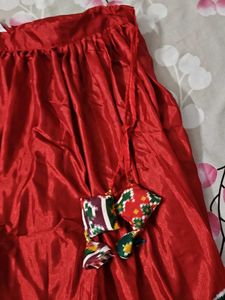 Vibrant Red &amp; Green Elephant Print Skirt