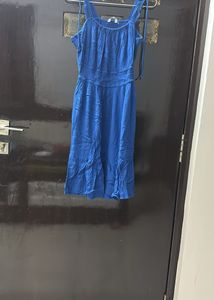 Vibrant Blue Tie-Strap Midi Dress