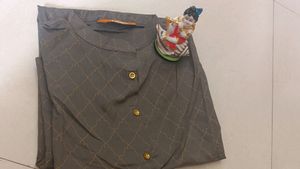 Gray Color Huida Straight Kurta, Half Sleeves