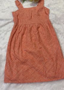 Coral Print Square Neck Dress