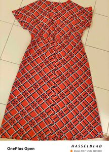 Red &amp; Navy Patterned Dress