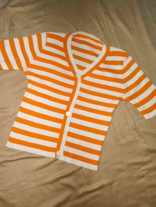 Striped V-Neck Cardigan🧡