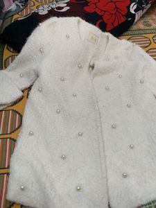 Elegant Pearl Embellished Coat