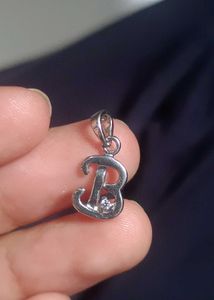 Silver Letter B Pendant with Diamond