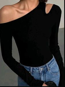 Chic Black Cut-Out One-Shoulder Top
