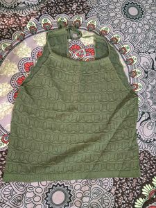 Green Crochet Halter Top