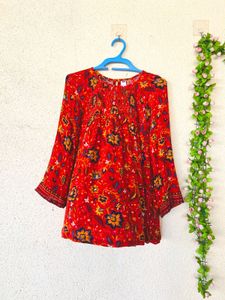 Boho Red Floral Print Kurta