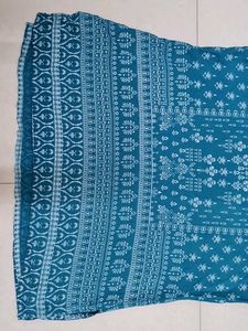 Teal Kurta with White Geometric Print
