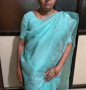 beautiful teal saree