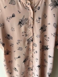 Pink Floral Print Shirt Dress