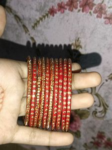 Elegant Red and Gold Bangles Set 10 pcs ❤️