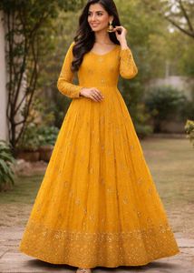 Beautiful Yellow Embellished Gown