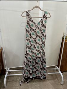 Multi Printed Cut Sleeves Maxi Dress with Slits