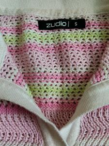 Striped Cropped Polo Shirt