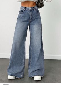 Wide Leg Blue Denim Jeans