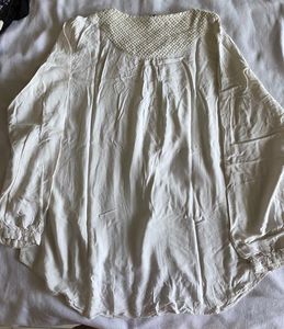 Elegant White Top with Textured Yoke