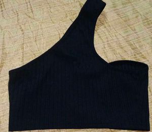 One Shoulder Asymmetrical Ribbed Tank