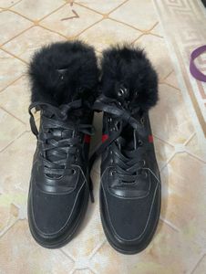 Gucci Fur Trim High-Top Sneakers
