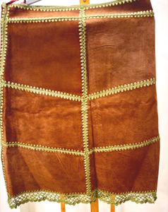 lace Suede Skirt with Crochet Trim