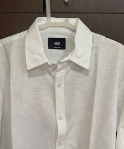 H&amp;M White Pure Linen Shirt