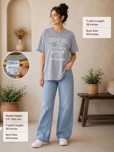 February Girls Imported Grey Graphic T-Shirt