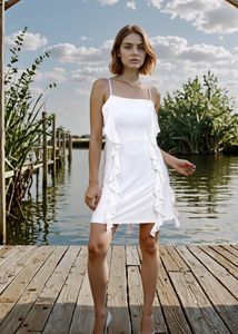White Ruffle Mini Dress