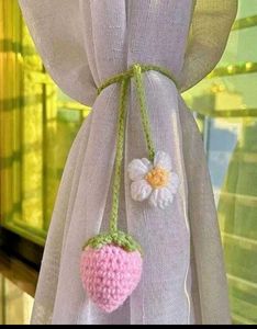 Crochet Strawberry Curtain Tie-Back