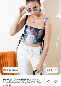 Angel Print Lace-Up Corset Top