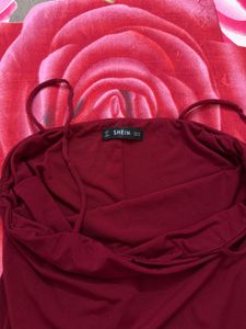 Maroon Spaghetti Strap Midi Dress