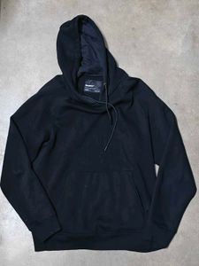 Solid Black Fluffy Hoodie Size L