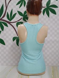 (905)Textured Tank Top - Aqua