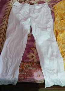 Yellow Printed Kurta with White Pants