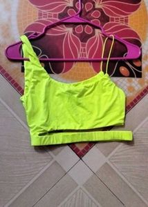 Neon One-Shoulder Cutout Crop Top