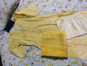 Yellow Cotton Kurta Set