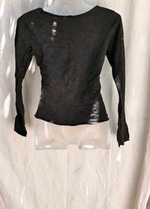 12254. Embellished Black Long Sleeve Top