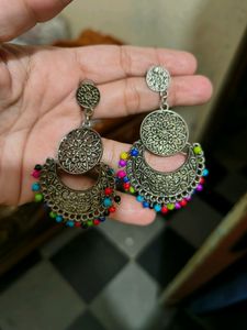 Oxidised Multi Colored Earring